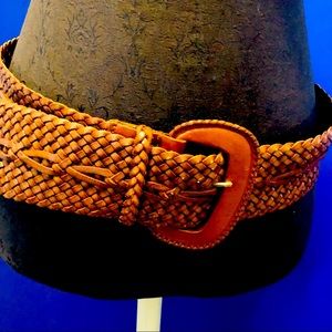 Ralph Lauren Camel Leather Braided Belt!